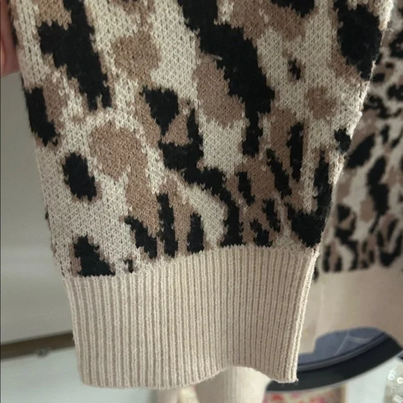 a new day Leopard Print Cardigan Sweater - Black and Cream - Picture 4 of 6